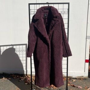 Teddy long coat / faux fur coat from express